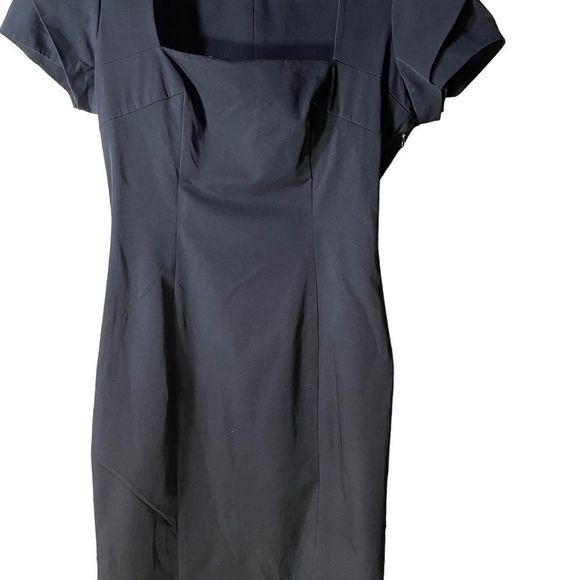 Diane von Furstenberg Dress Black Square /Scoop Neckline Short Sleeve Fitted - Picture 2 of 11